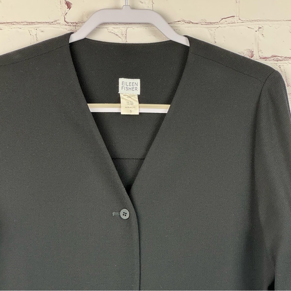 Eileen Fisher Black Blazer Jacket Professional Minimalist Size Small 100% Wool - Picture 4 of 9